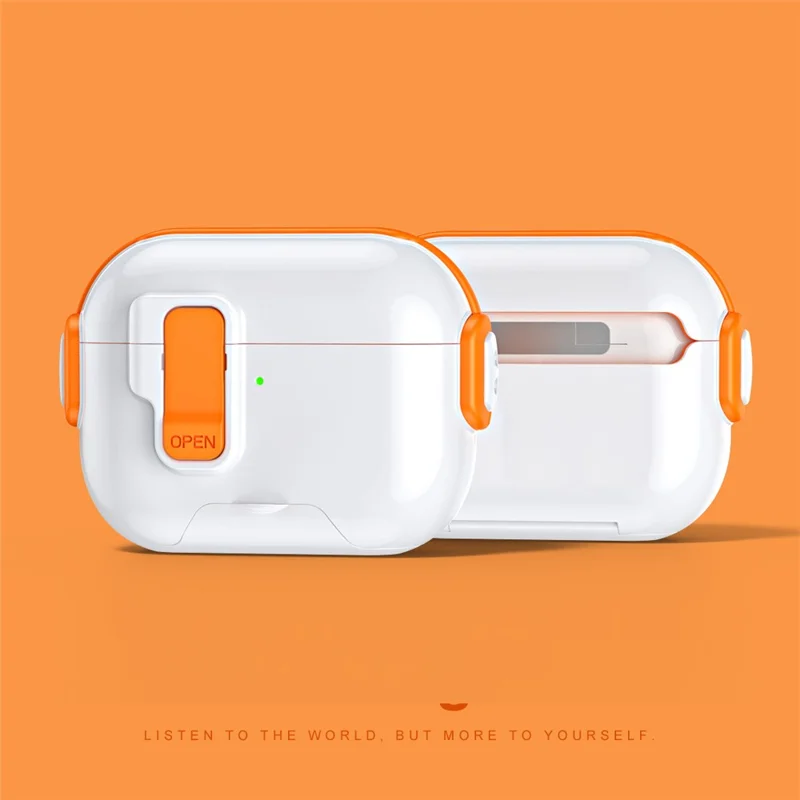 For AirPods Pro 3 Case with Phone Stand Function TPU PC TWS Earbuds Protective Cover - Orange