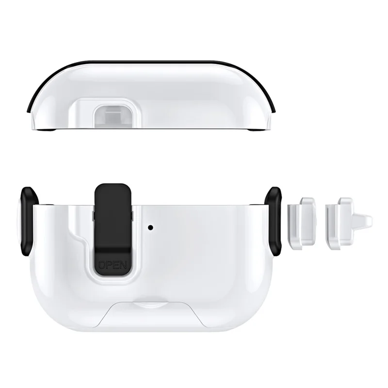 Hoofdtelefoonhoesje voor AirPods Pro 3 met functie van telefoonstandaard, beschermhoes van TPU en PC voor TWS-oordopjes - Zwart
