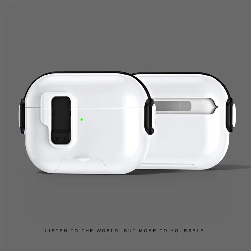 Hoofdtelefoonhoesje voor AirPods Pro 3 met functie van telefoonstandaard, beschermhoes van TPU en PC voor TWS-oordopjes - Zwart