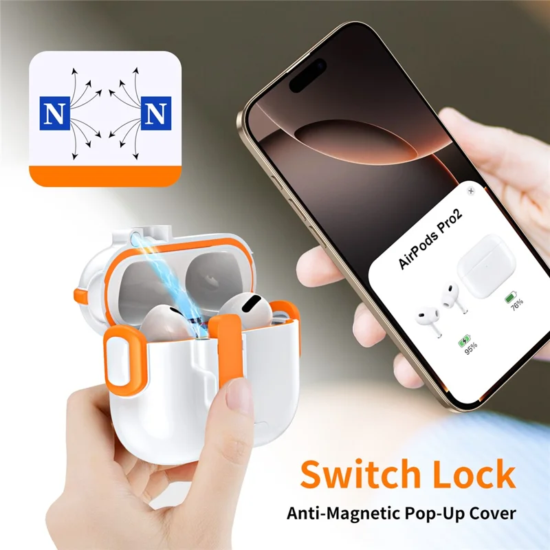 For AirPods Pro 2 Case with Phone Stand Function TPU PC TWS Earbuds Protective Cover - Orange