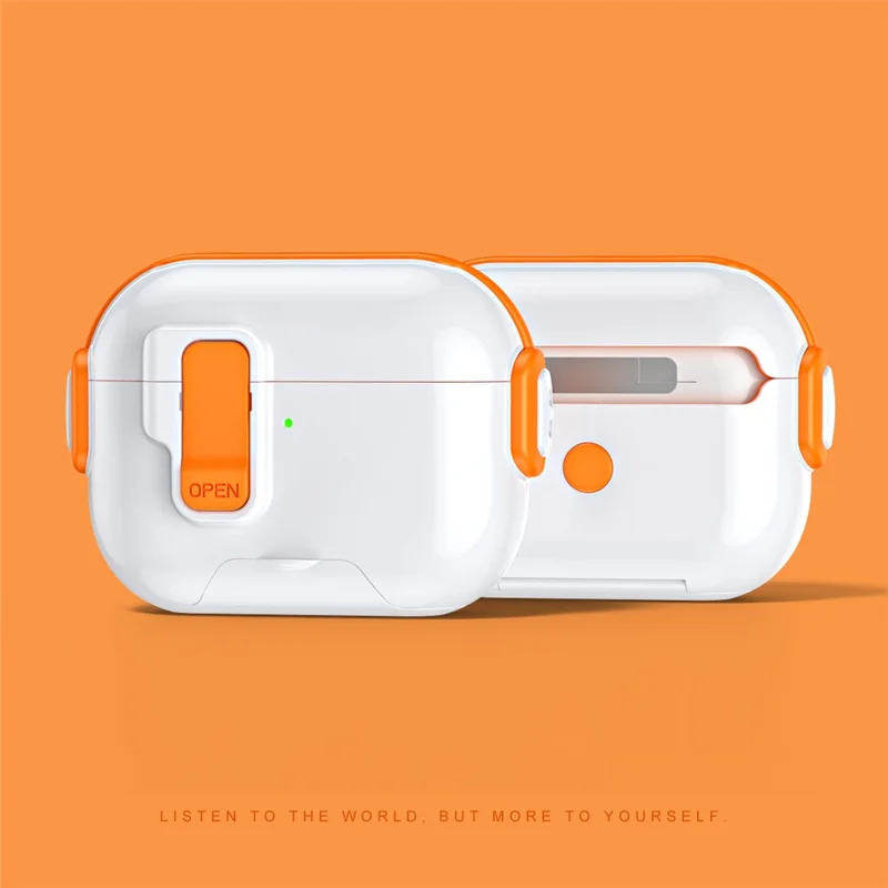 For Apple AirPods Pro Case with Phone Stand Function TPU PC TWS Earbuds Protective Cover - Orange