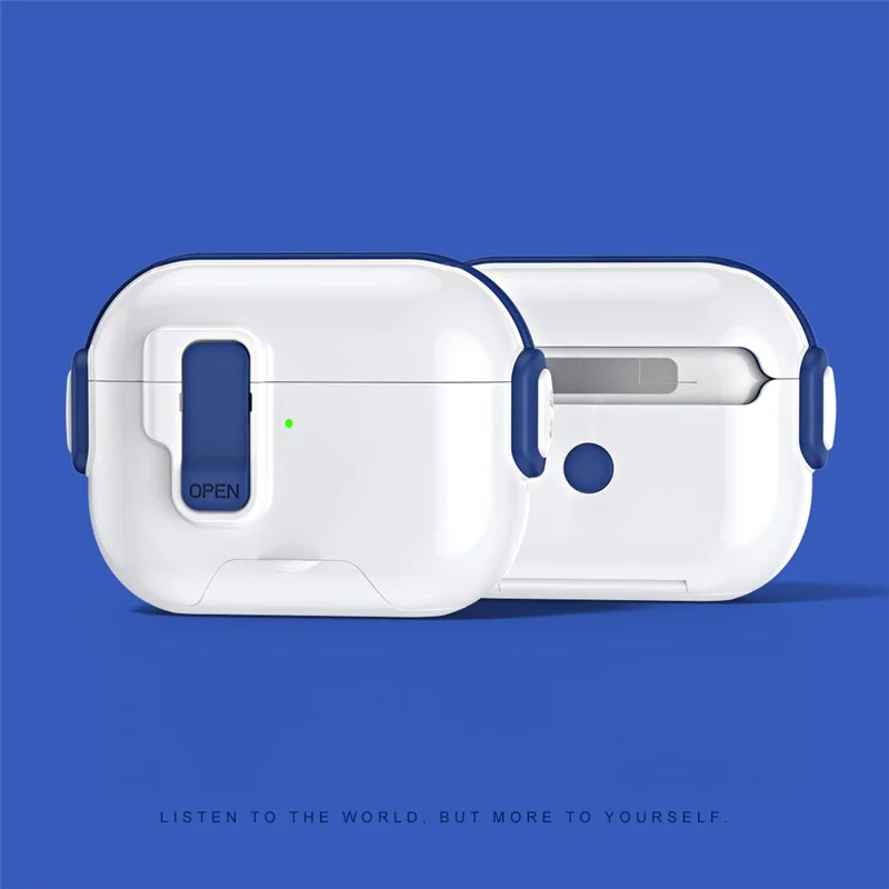Étui pour Apple AirPods Pro avec fonction de support de téléphone, housse de protection TWS en TPU et PC - Bleu