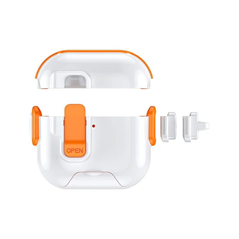 For AirPods 4 Case with Phone Stand Function TPU PC TWS Earbuds Protective Cover - Orange