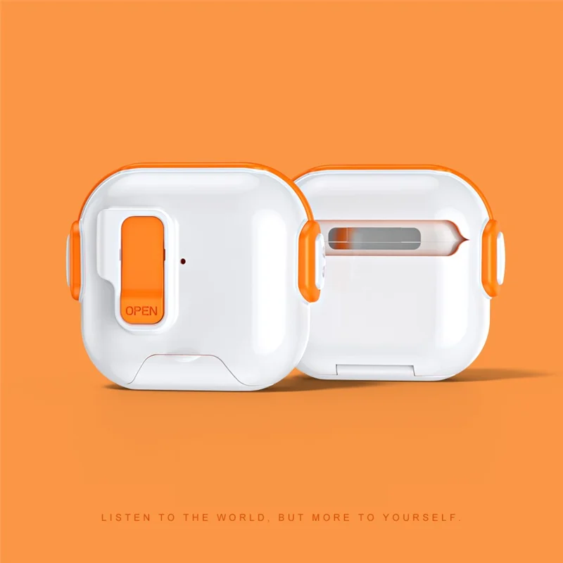 For AirPods 4 Case with Phone Stand Function TPU PC TWS Earbuds Protective Cover - Orange