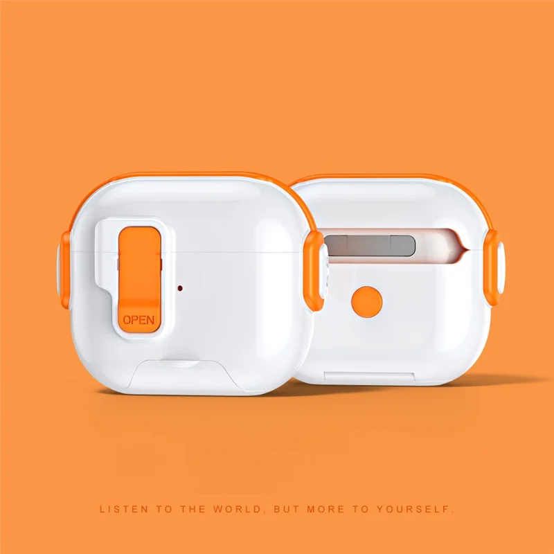 For Apple AirPods 3 Case with Phone Stand Function TPU PC TWS Earbuds Protective Cover - Orange