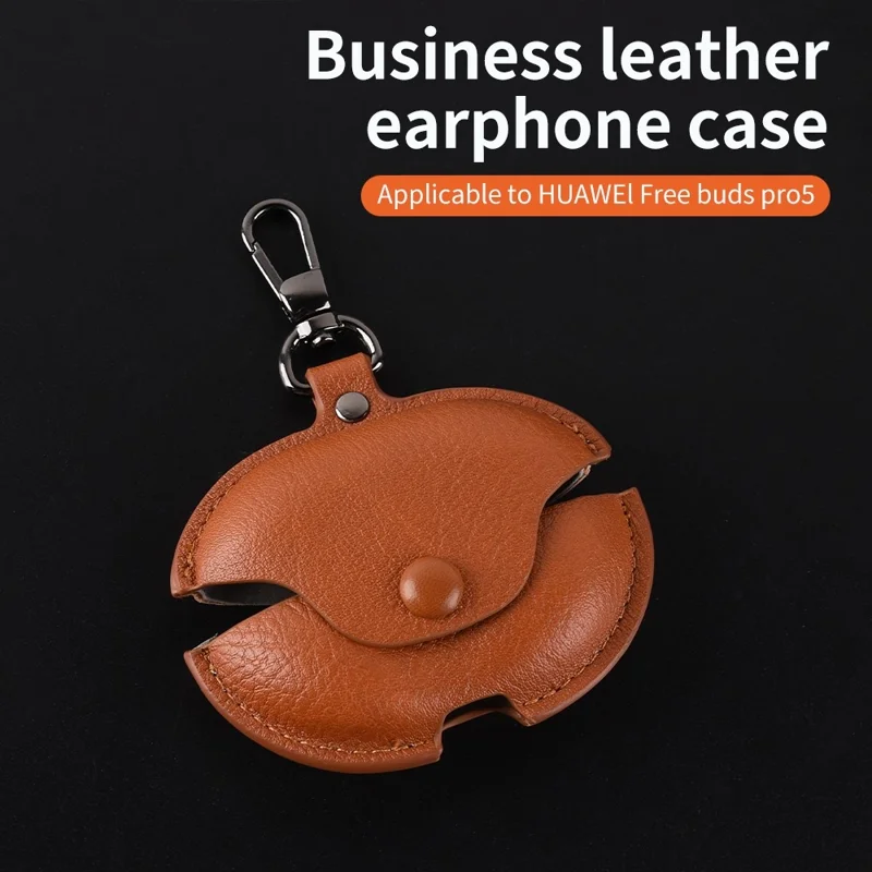 Earphone Case For Huawei FreeBuds Pro 5 / Pro 4 / Pro 3 Business Leather + PC Protective Cover - Dark Brown