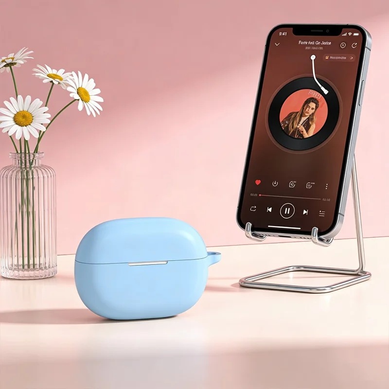 For Huawei FreeBuds Pro 5 Silicone Case Wireless Earphone Anti-Scratch Protective Cover with Carabiner - Black