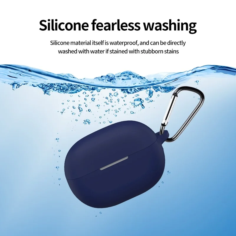 For Huawei FreeBuds Pro 5 Silicone Case Wireless Earphone Anti-Scratch Protective Cover with Carabiner - Black