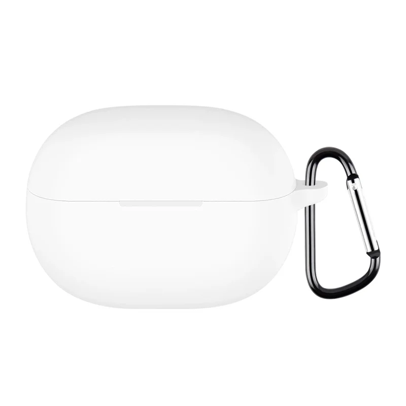 For Huawei FreeBuds Pro 5 Silicone Case Wireless Earphone Anti-Scratch Protective Cover with Carabiner - White
