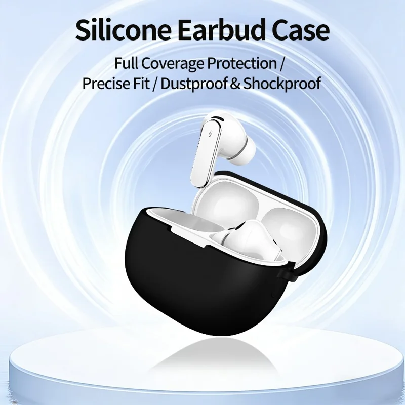 For Huawei FreeBuds Pro 5 Silicone Case Wireless Earphone Anti-Scratch Protective Cover with Carabiner - White