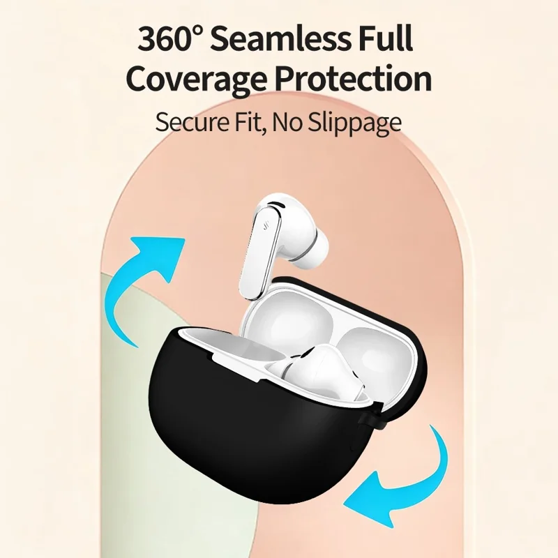 For Huawei FreeBuds Pro 5 Silicone Case Wireless Earphone Anti-Scratch Protective Cover with Carabiner - White