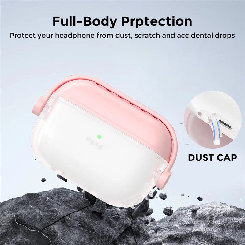 AHASTYLE WG174 For AirPods Pro 3 Silicone Earphone Case Transparent Separable Protective Cover - Pink