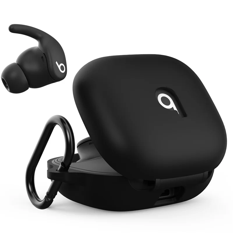 AHASTYLE WG189 For Beats Powerbeats Fit (2025) Silicone Case Integrated Earphone Protective Cover with Carabiner - Black