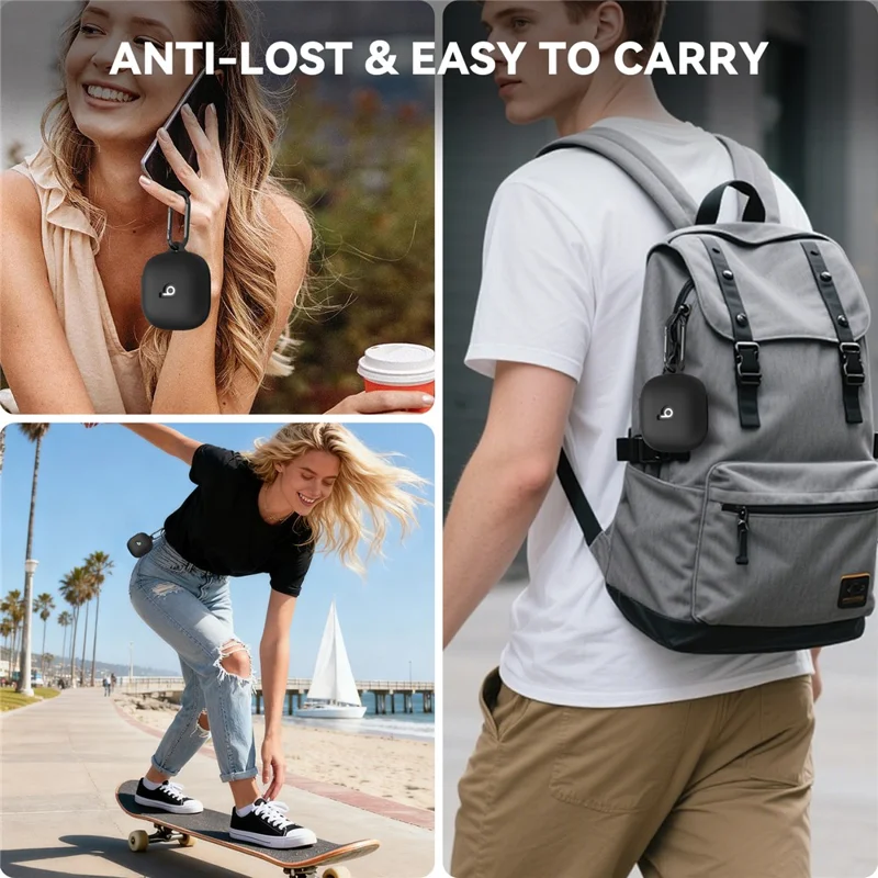 AHASTYLE WG189 For Beats Powerbeats Fit (2025) Silicone Case Integrated Earphone Protective Cover with Carabiner - Black