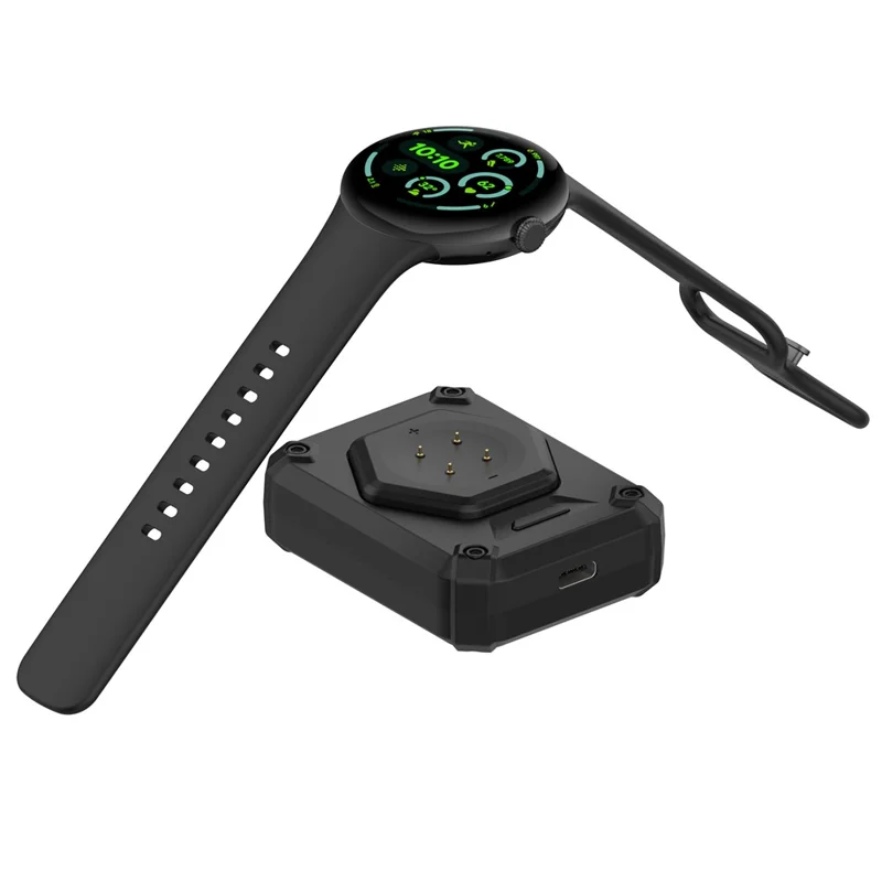 Portable Charging Dock for Google Pixel Watch 3 45mm / 41mm / Pixel Watch 2 / Fitbit Versa 4 / 3 Smart Watch Magnetic Charger - Black