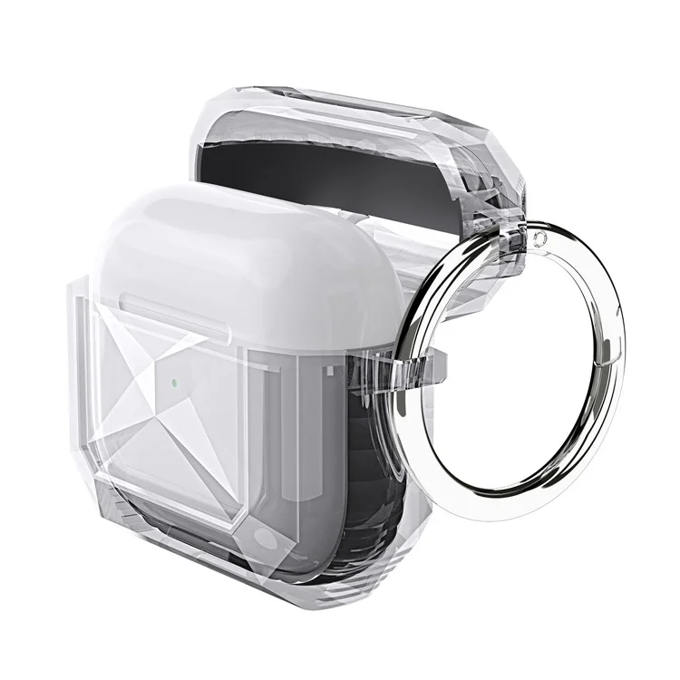 Boîtier De Protection Antichochant De Style De Losange Complet Avec Mousqueton Pour AirPods Apple 3 - Le Noir