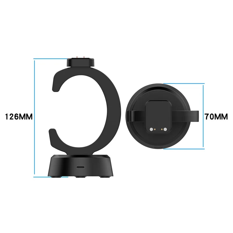 For Cosmo JrTrack 5 / 4 / 3 / 2 / JrTrack / Xplora XG02 Charging Dock Kids Smartwatch C-Shape Charging Stand with Cable - Black