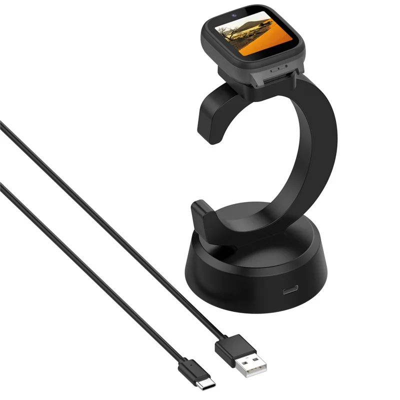 For Cosmo JrTrack 5 / 4 / 3 / 2 / JrTrack / Xplora XG02 Charging Dock Kids Smartwatch C-Shape Charging Stand with Cable - Black