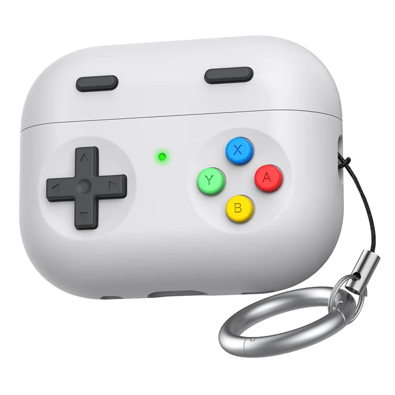 AHASTYLE DD13 pour AirPods Pro 3 Étui en Silicone Design Contrôleur de Jeu Couvercle de Protection Séparé avec Crochet - Gris