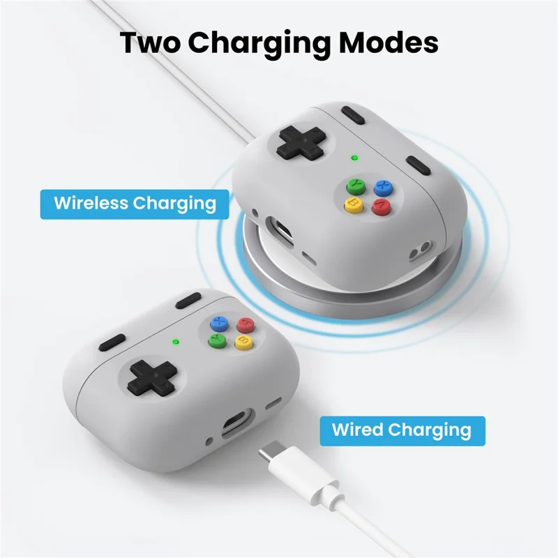 AHASTYLE DD13 pour AirPods Pro 3 Étui en Silicone Design Contrôleur de Jeu Couvercle de Protection Séparé avec Crochet - Gris