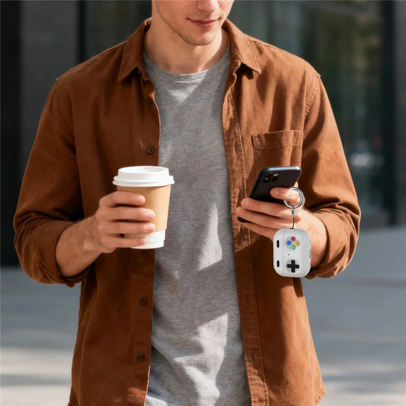 AHASTYLE DD13 pour AirPods Pro 3 Étui en Silicone Design Contrôleur de Jeu Couvercle de Protection Séparé avec Crochet - Gris