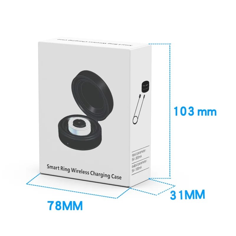 Funda de carga inalámbrica XY-152 para OURA Ring Gen 3, modelo 7, con cable de carga, cargador portátil para anillo inteligente - Negro