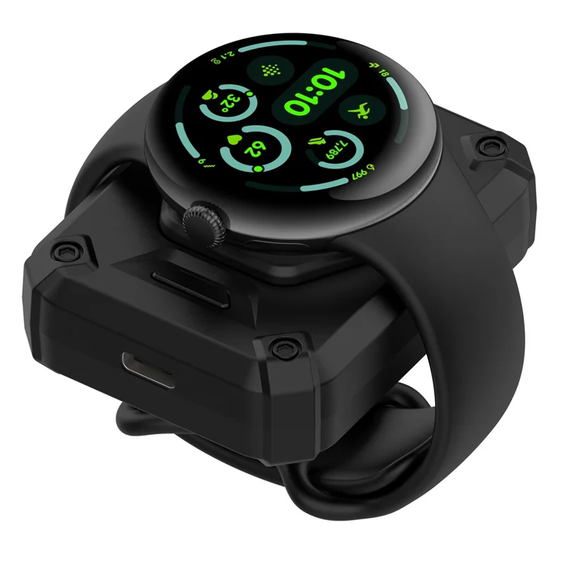 Uhren-Ladestation für Google Pixel Watch 3 45mm 41mm / Watch 2 / Fitbit Versa 4 / 3 Magnetisches Powerbank – Schwarz