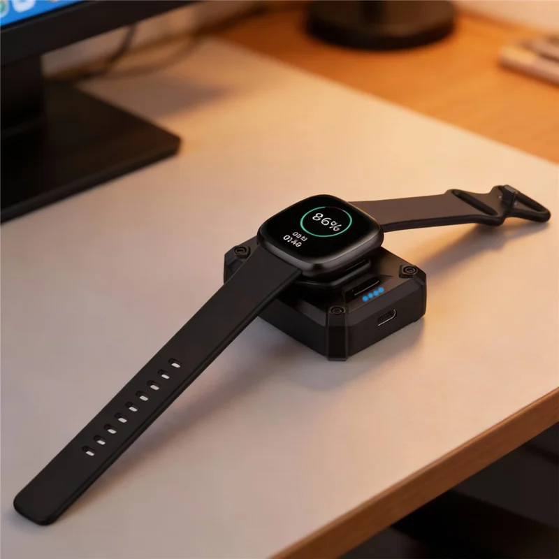 Uhren-Ladestation für Google Pixel Watch 3 45mm 41mm / Watch 2 / Fitbit Versa 4 / 3 Magnetisches Powerbank – Schwarz