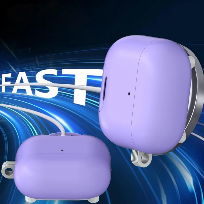For AirPods 4 Case Foldable Stand TPU PC Magnetic Earbuds Cover with Carabiner - Purple