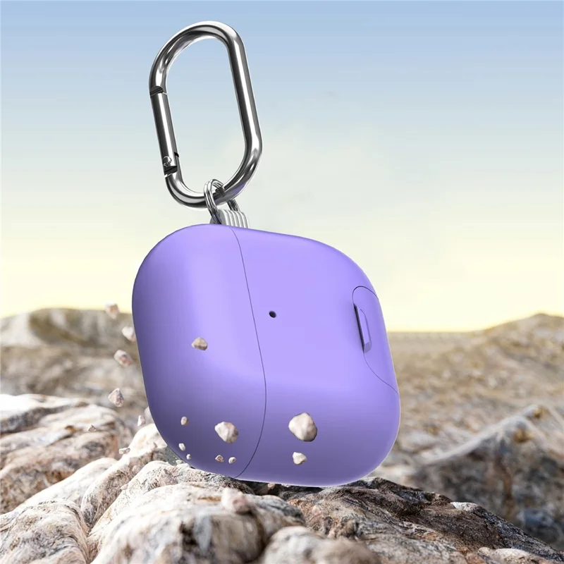 For AirPods 4 Case Foldable Stand TPU PC Magnetic Earbuds Cover with Carabiner - Purple
