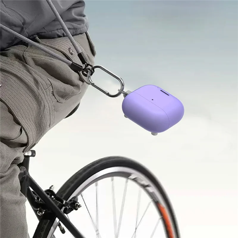 For AirPods 4 Case Foldable Stand TPU PC Magnetic Earbuds Cover with Carabiner - Purple