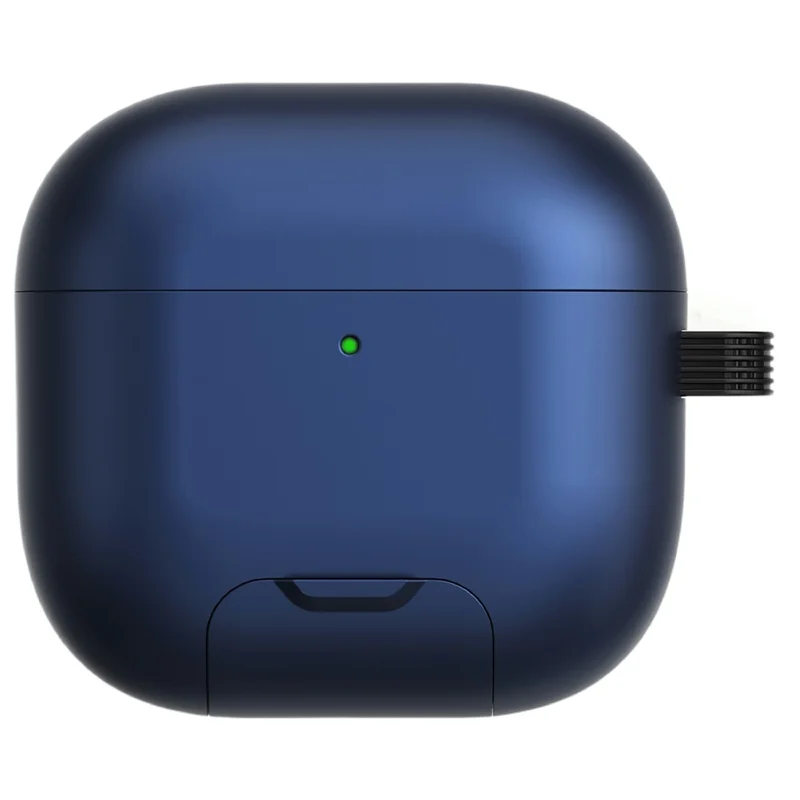 For AirPods 4 Case Foldable Stand TPU PC Magnetic Earbuds Cover with Carabiner - Dark Blue