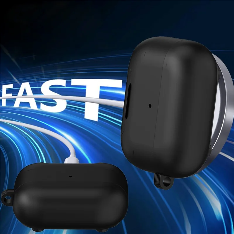 Für AirPods Pro 3 Hülle, faltbares Stand TPU PC magnetisches Earbuds Cover mit Karabiner - Schwarz