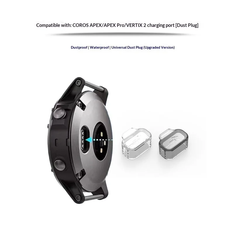 TPU Dust Cover for Coros Apex 2 Pro / Apex Pro / Apex 2 Smart Watch Charging Port Dust Plug - Transparent Black