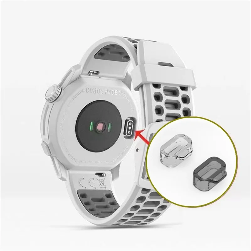 TPU Dust Cover for Coros Apex 2 Pro / Apex Pro / Apex 2 Smart Watch Charging Port Dust Plug - Transparent Black