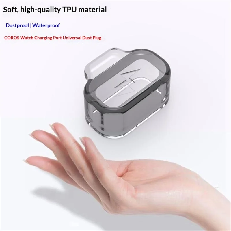TPU Dust Cover for Coros Apex 2 Pro / Apex Pro / Apex 2 Smart Watch Charging Port Dust Plug - Transparent Black