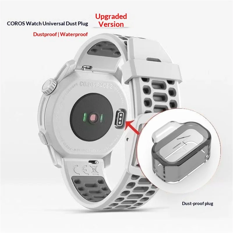 TPU Dust Cover for Coros Apex 2 Pro / Apex Pro / Apex 2 Smart Watch Charging Port Dust Plug - Transparent Black