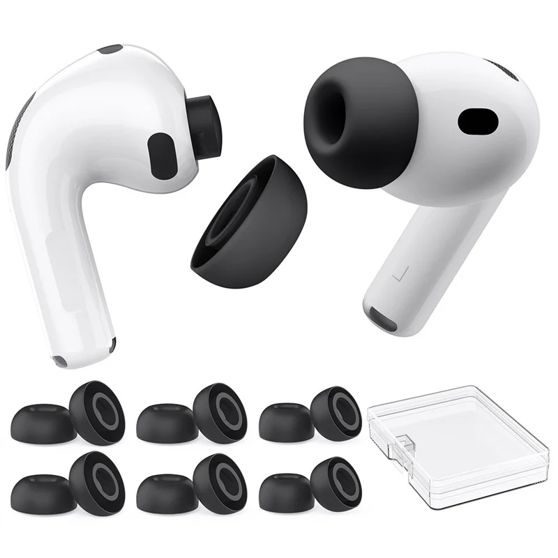 AHASTYLE WG187 6 Pcs For AirPods Pro 3 Silicone Ear Tips Soft Flexible Premium Noise Control Earphone Caps - Black