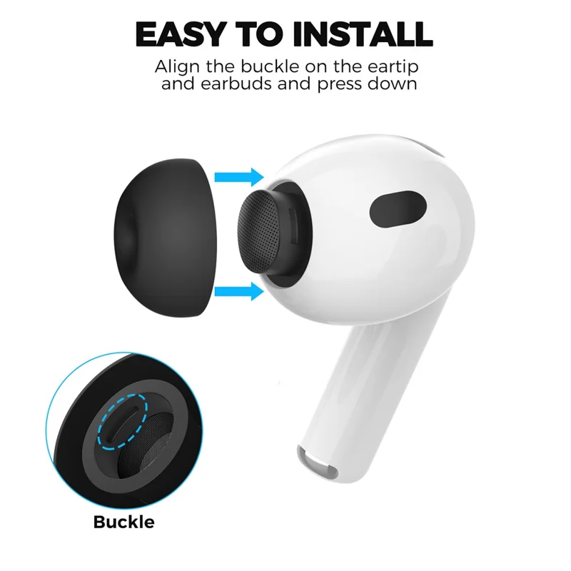 AHASTYLE WG187 6 Pcs For AirPods Pro 3 Silicone Ear Tips Soft Flexible Premium Noise Control Earphone Caps - Black