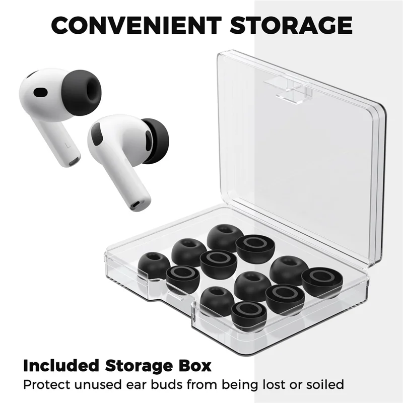 AHASTYLE WG187 6 Pcs For AirPods Pro 3 Silicone Ear Tips Soft Flexible Premium Noise Control Earphone Caps - Black