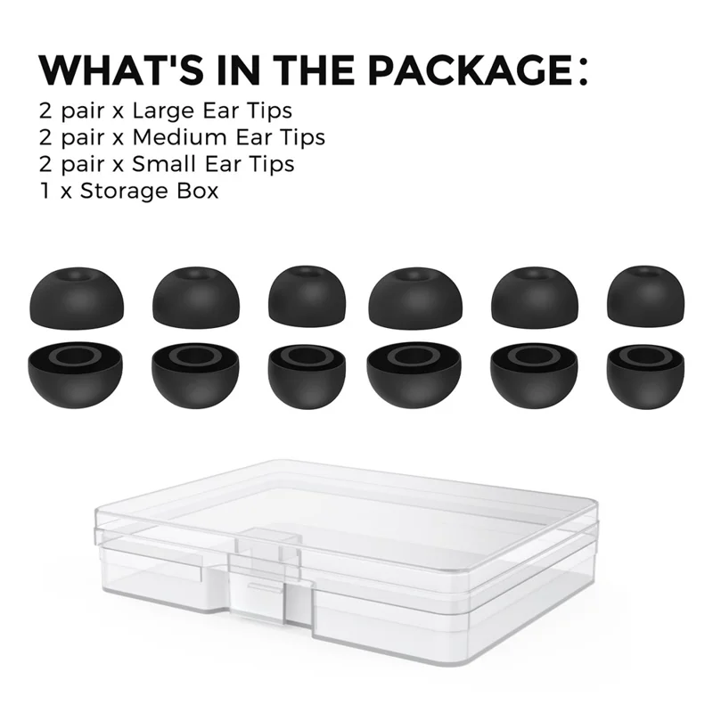 AHASTYLE WG187 6 Pcs For AirPods Pro 3 Silicone Ear Tips Soft Flexible Premium Noise Control Earphone Caps - Black