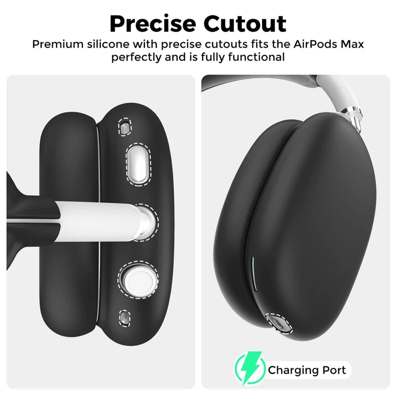 AHASTYLE WG135 For AirPods Max 4 in 1 Silicone Case Set Headband Pad Headband Cover Earpad Covers Ear Cups Covers - Black