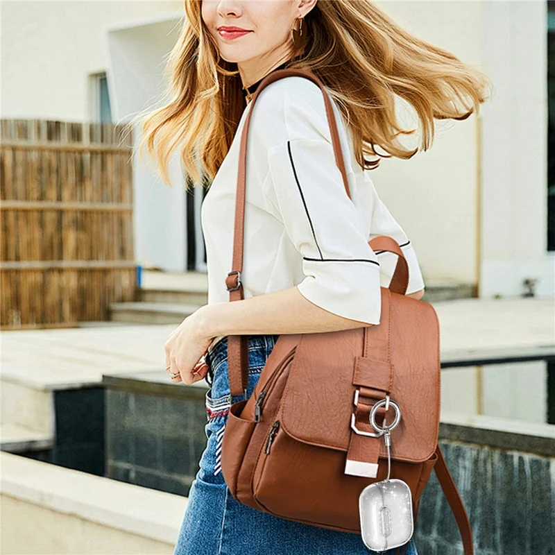 Capa para Apple AirPods Pro Transparente Brilhante TPU PC Capa à Prova de Choques com Botão de Bloqueio - Transparente com Brilhos