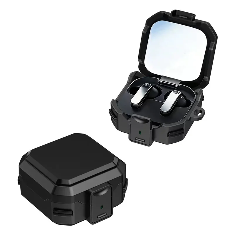 Capa para Samsung Galaxy Buds4 / Buds4 Pro, Capa de Proteção Anti-queda em PC + TPU com Fechadura de Interruptor - Preto