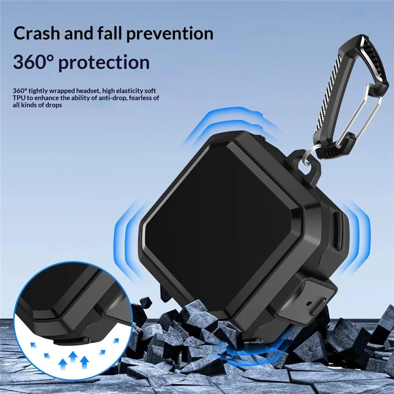 Capa para Samsung Galaxy Buds4 / Buds4 Pro, Capa de Proteção Anti-queda em PC + TPU com Fechadura de Interruptor - Preto