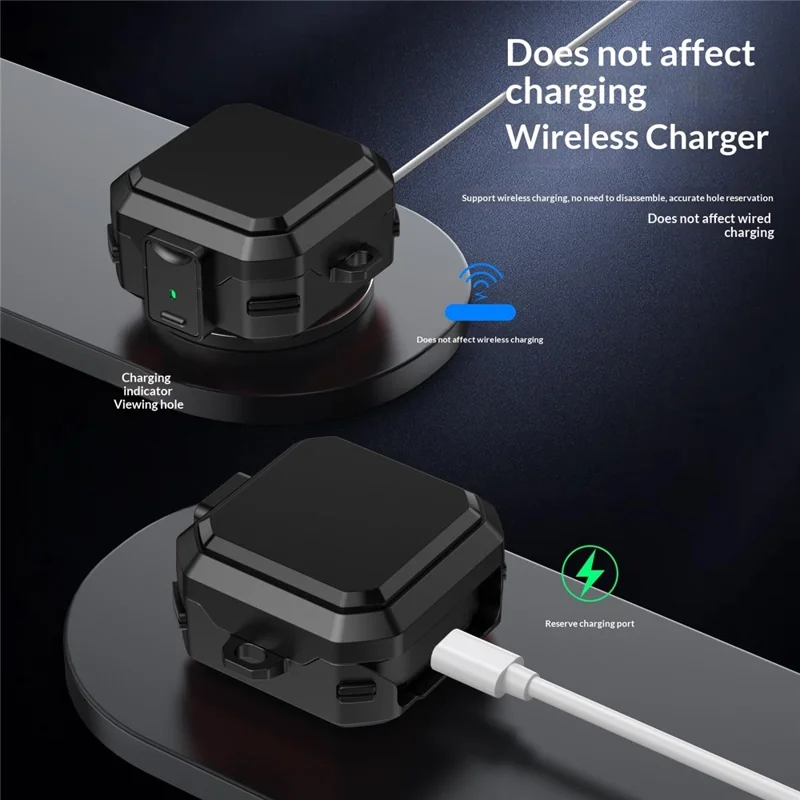 Capa para Samsung Galaxy Buds4 / Buds4 Pro, Capa de Proteção Anti-queda em PC + TPU com Fechadura de Interruptor - Preto