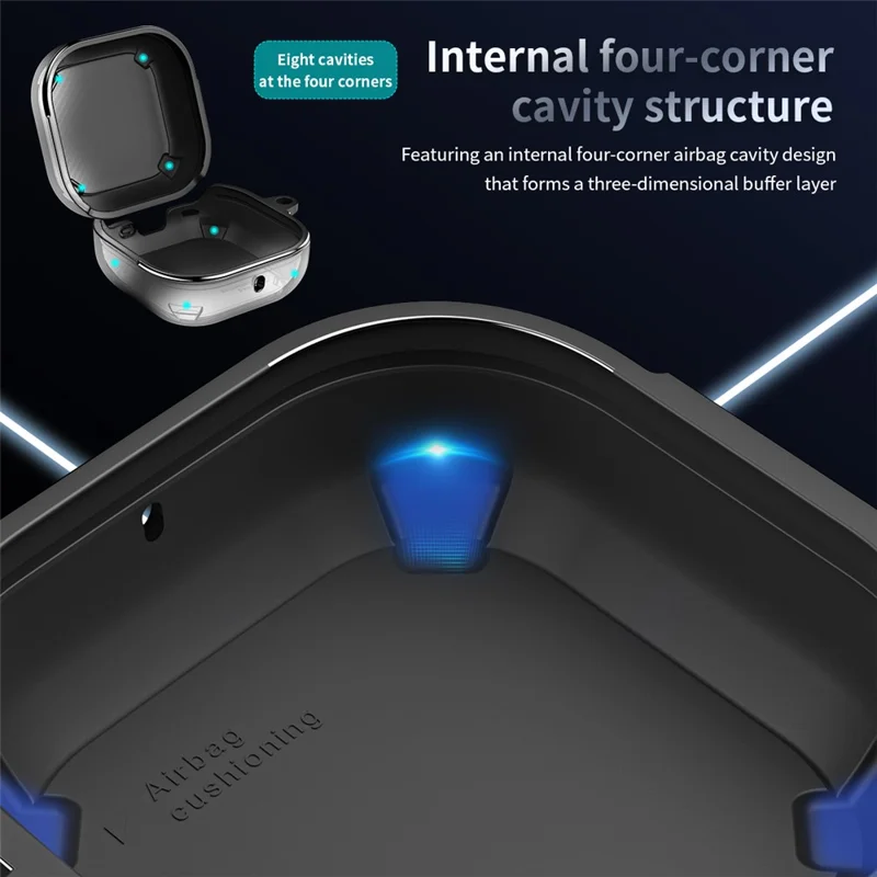 Capa para Samsung Galaxy Buds4 / Buds4 Pro com Textura de Fibra de Carbono, Capa Protetora em TPU com Gancho - Preto