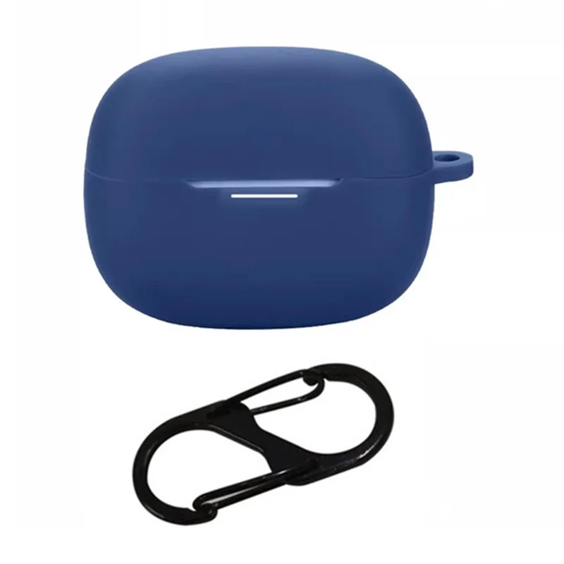 For Xiaomi Redmi Buds 8 Pro Silicone Case Wireless Earbuds Protective Cover with Anti-Lost Buckle - Dark Blue