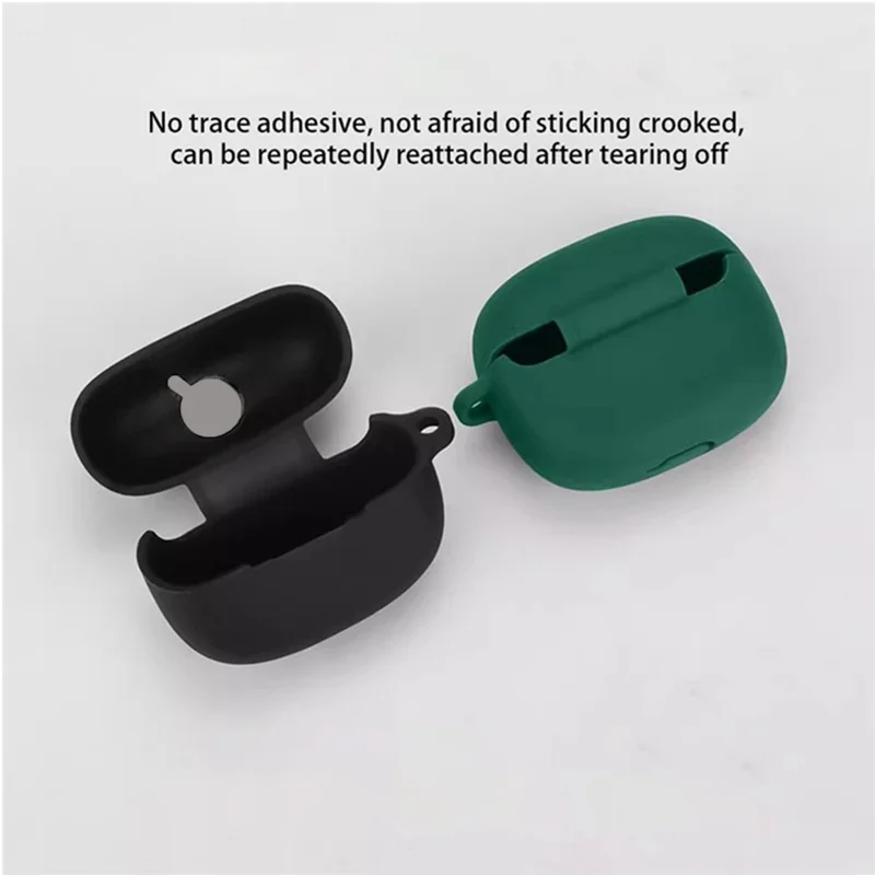 For Xiaomi Redmi Buds 8 Pro Silicone Case Wireless Earbuds Protective Cover with Anti-Lost Buckle - Dark Blue