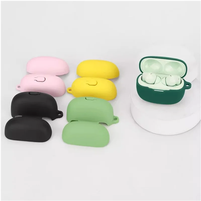 For Xiaomi Redmi Buds 8 Pro Silicone Case Wireless Earbuds Protective Cover with Anti-Lost Buckle - Dark Blue